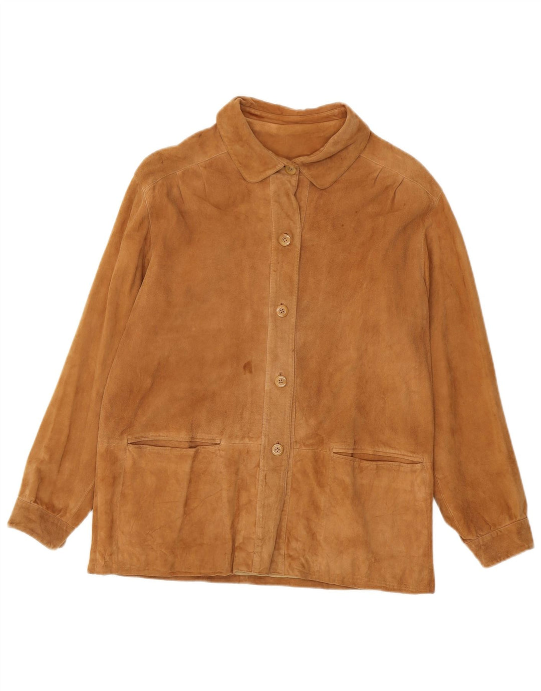 Jaqueta feminina vintage de camurça IT 46 grande bege
