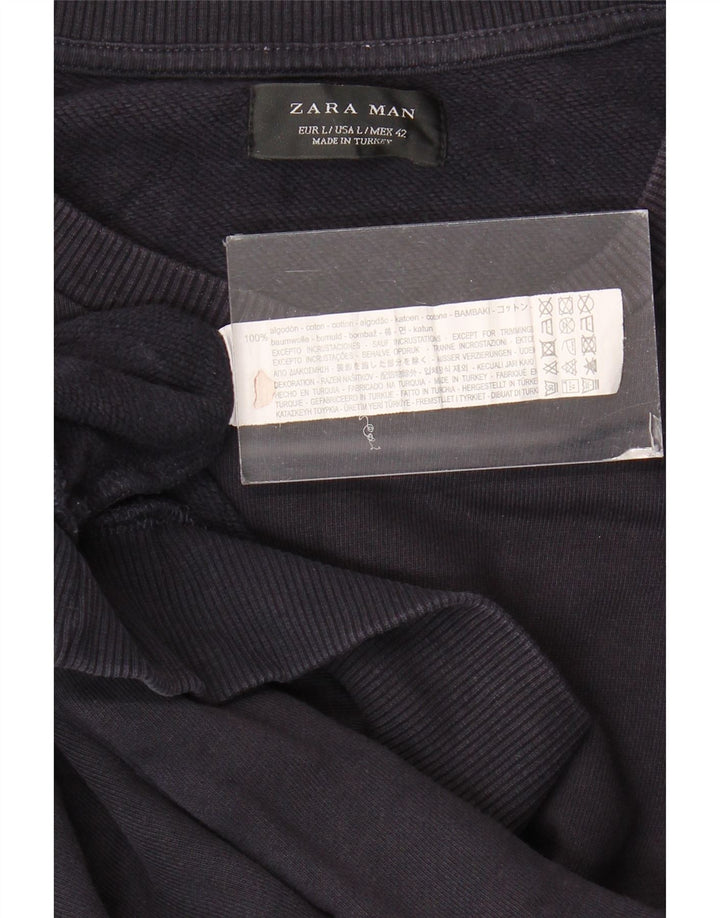 Zara moletom masculino jumper grande algodão azul marinho