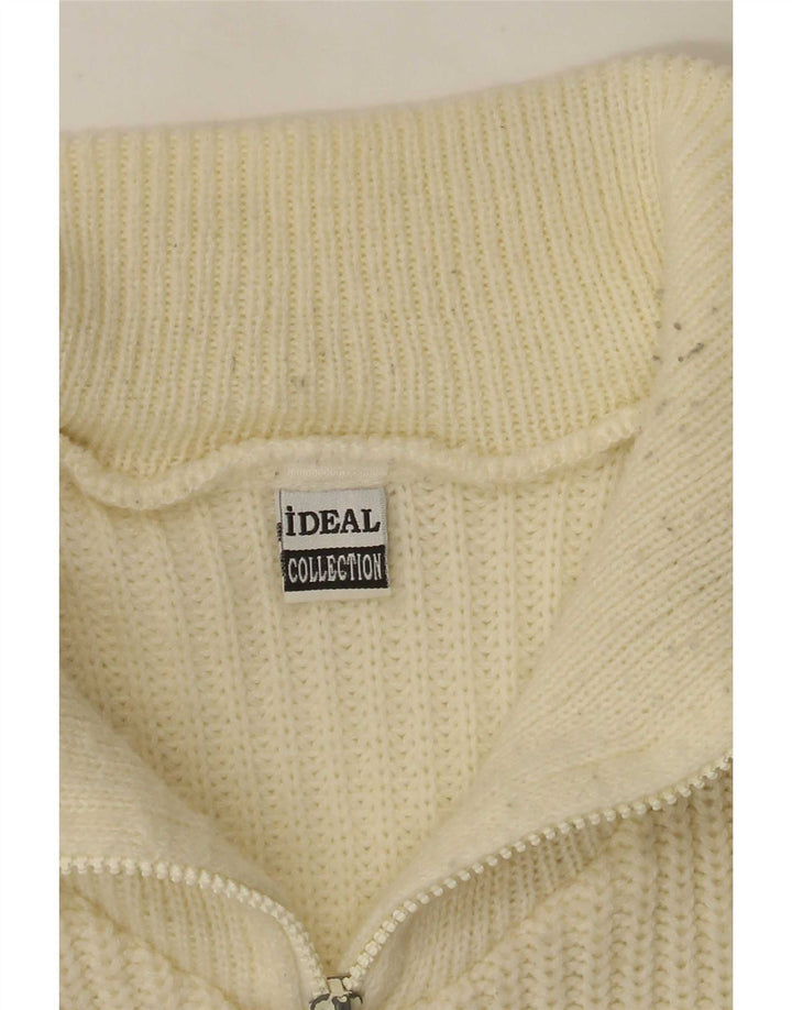 Suéter ideal masculino com gola e zíper, grande bloco colorido branco