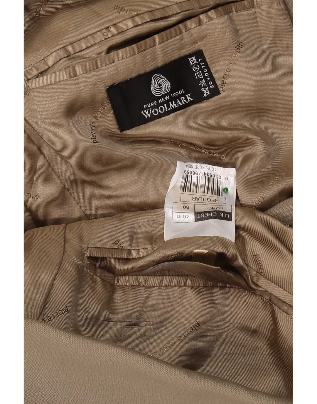 Jaqueta blazer feminina Pierre Cardin com 3 botões Reino Unido 40 grande bege lã nova
