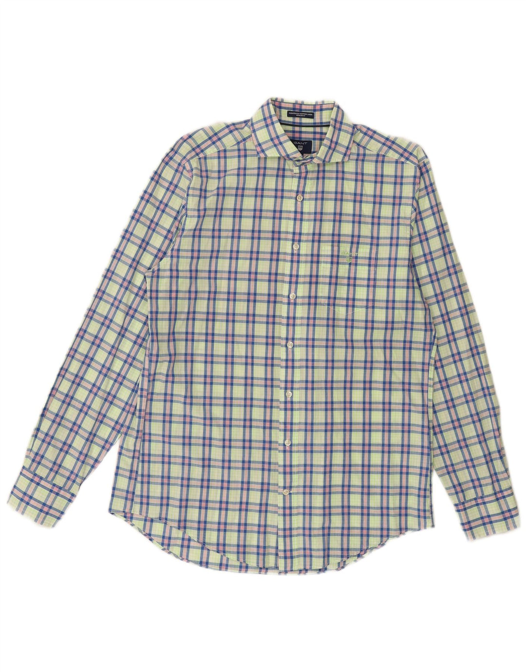 Camisa masculina GANT Regular Fit de algodão xadrez verde médio