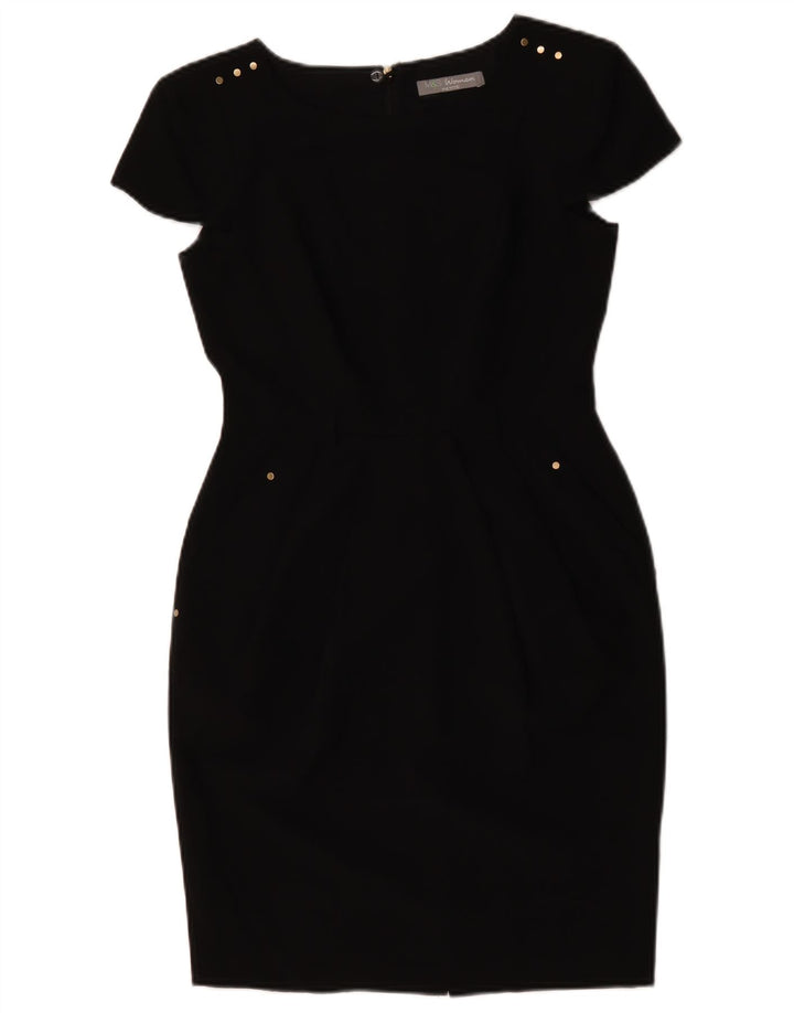 Vestido feminino Marks & Spencer com bainha pequena Reino Unido 8 pequeno poliéster preto