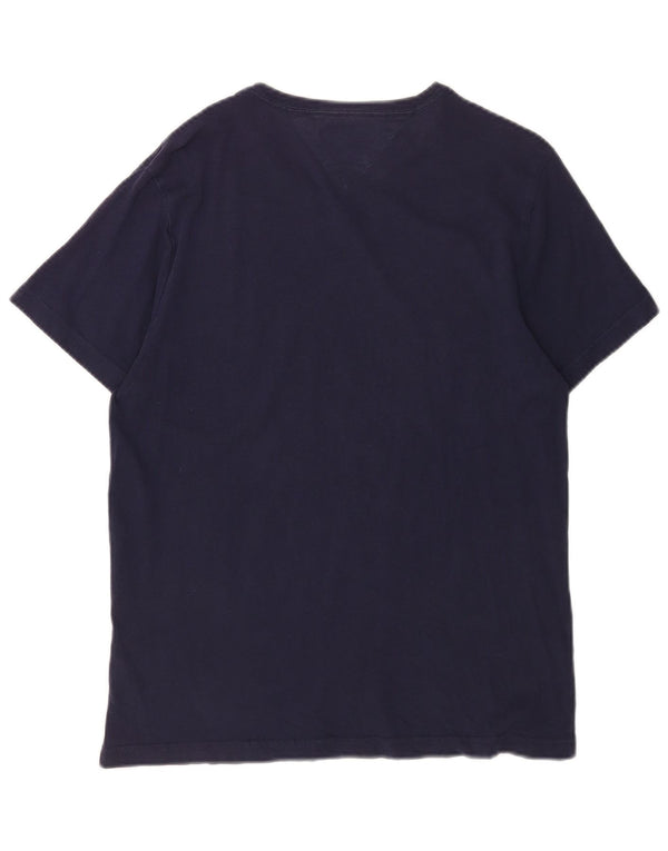 Tommy Hilfiger Camiseta masculina gráfica Top Médio Azul Marinho