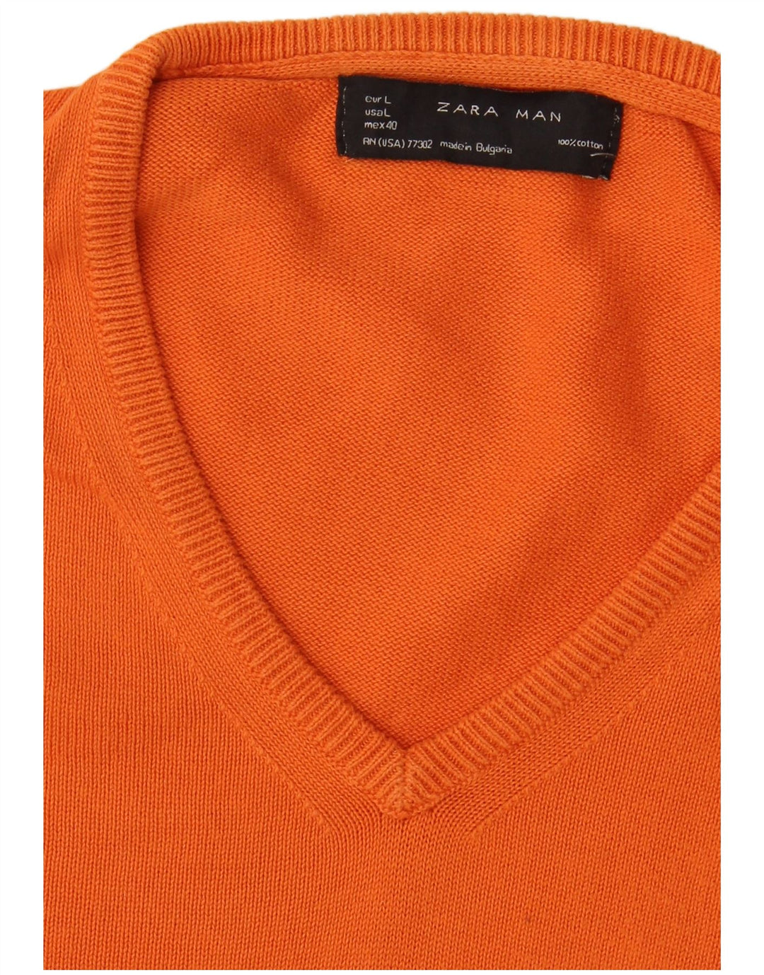 Suéter masculino Zara com decote em V grande algodão laranja