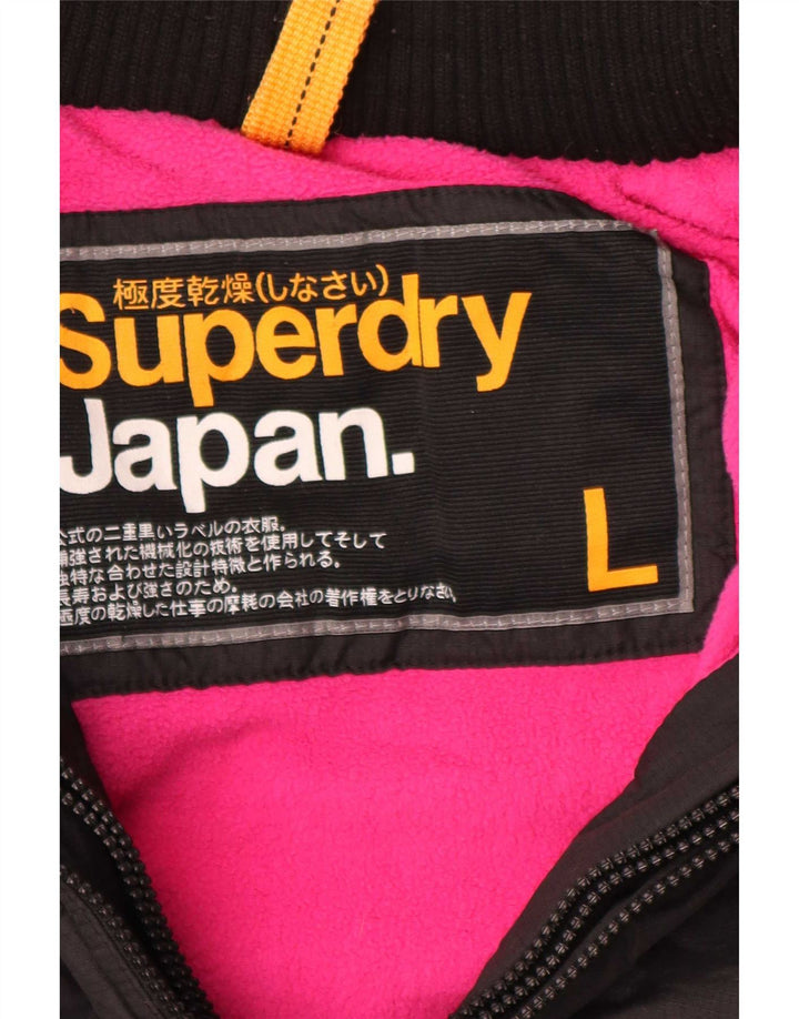 Jaqueta corta-vento feminina Superdry com capuz Reino Unido 16 grande nylon preto
