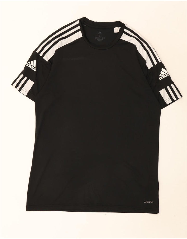ADIDAS Mens Aeroready T-Shirt Top Grande Preto Colourblock Poliéster