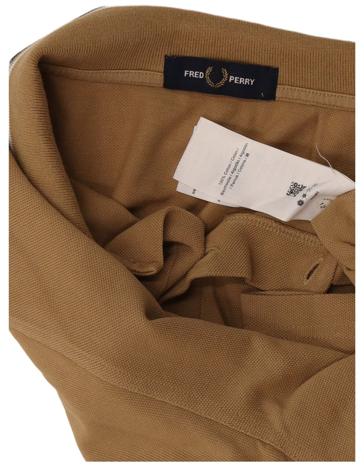 Camisa polo masculina Fred Perry grande algodão bege