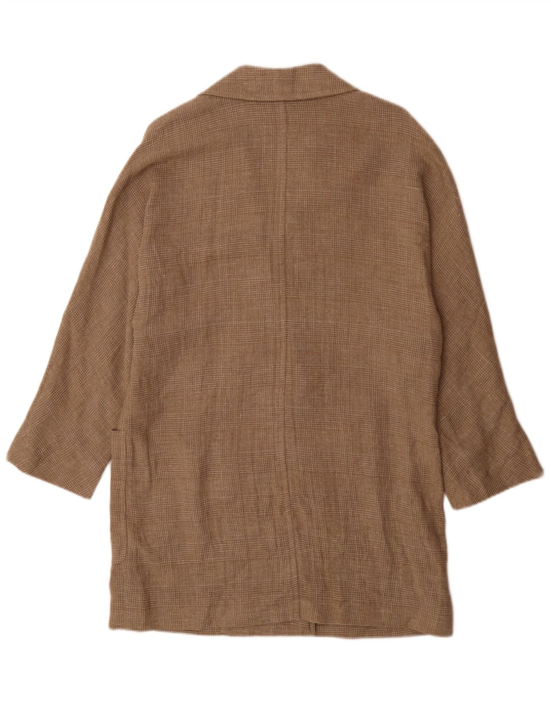 Casaco masculino Massimo Dutti manga 3/4 com peito duplo Reino Unido 36 pequeno xadrez marrom