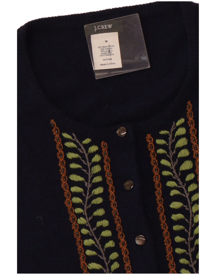 Suéter cardigã feminino J. CREW manga 3/4 Reino Unido 12 médio azul marinho floral