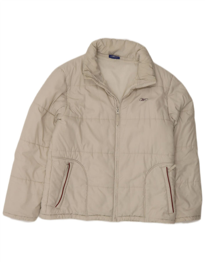 Jaqueta corta-vento feminina Reebok UK 16 grande poliéster branco esportivo