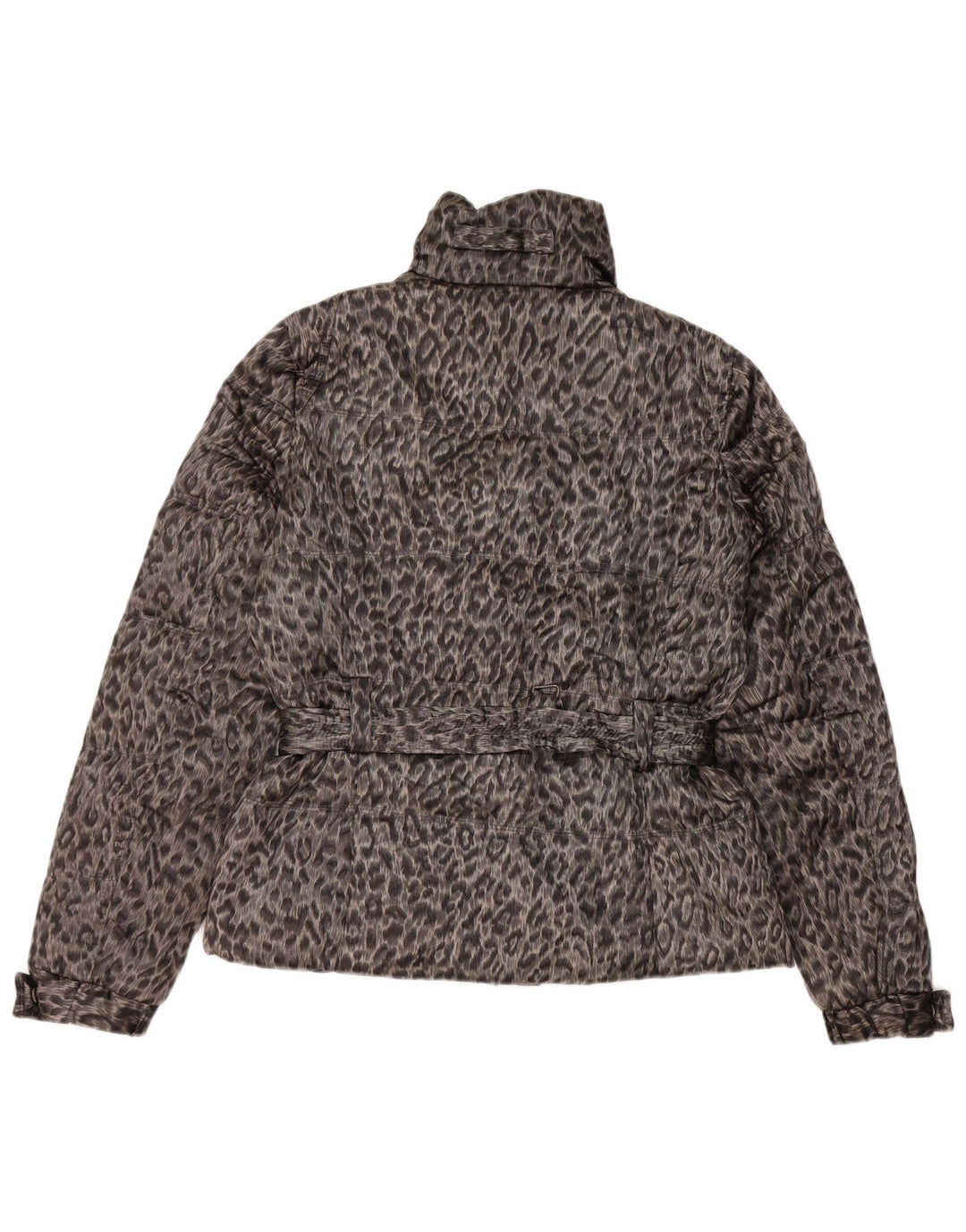 Jaqueta corta-vento feminina Zara UK 14 poliéster cinza médio com estampa animal