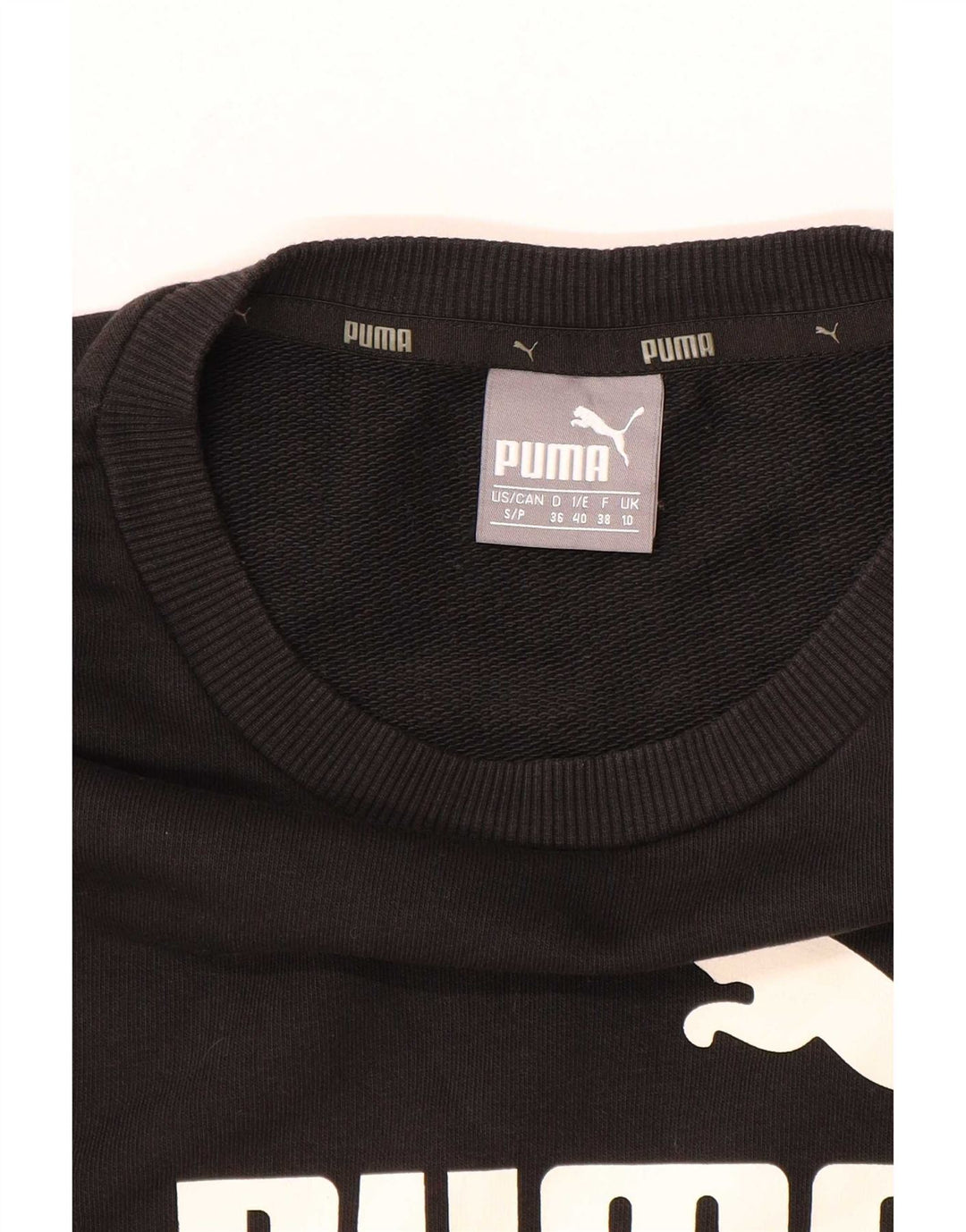 Puma moletom feminino gráfico oversized jumper UK 10 pequeno preto