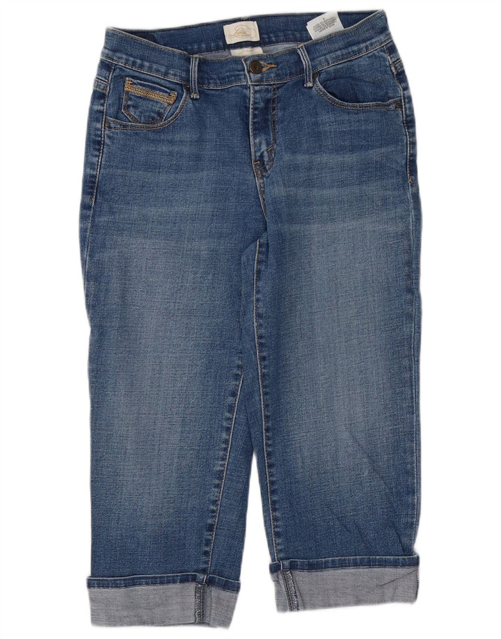 Levi's feminino 515 capri jeans US 4 pequeno W28 L20 algodão azul
