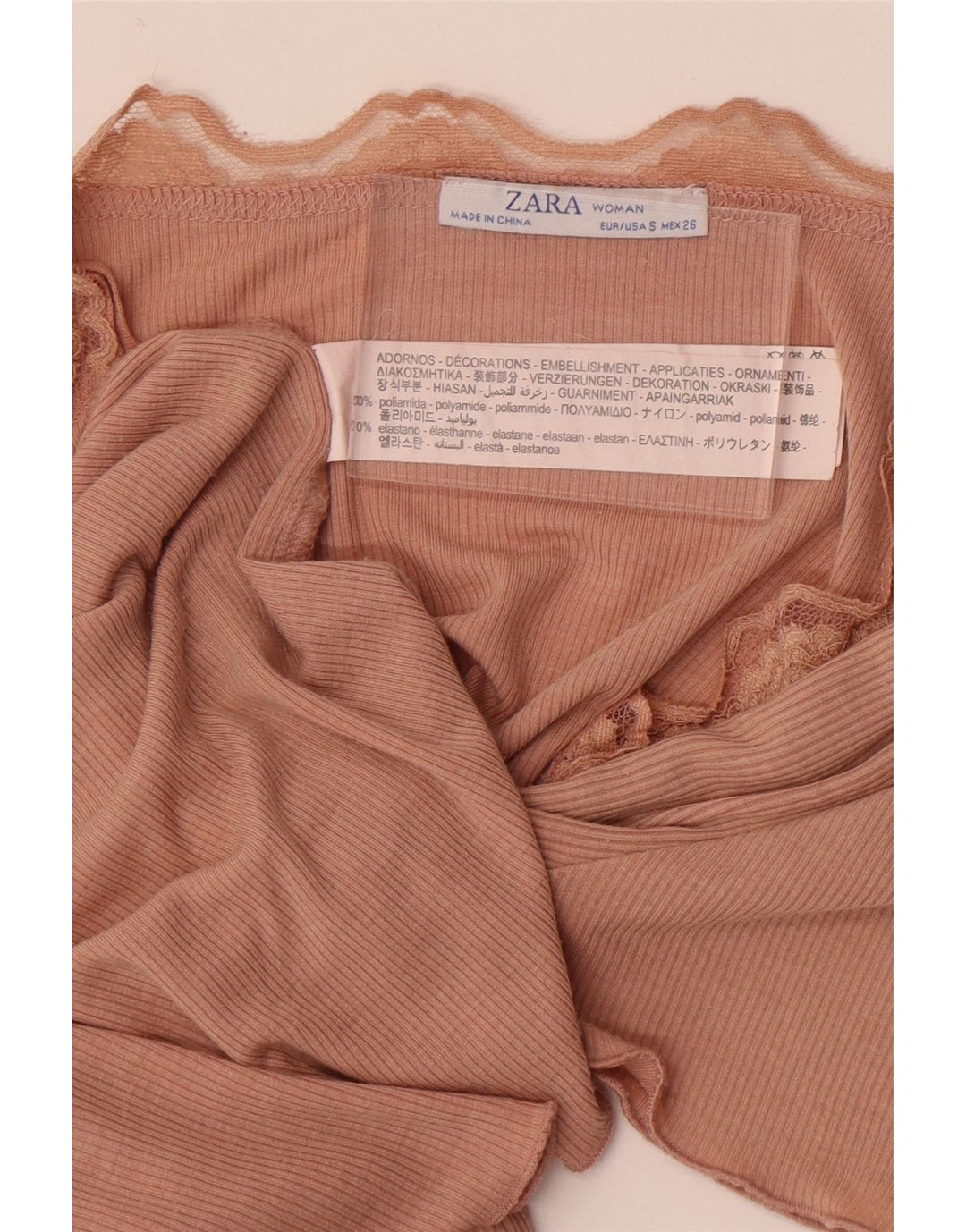Camiseta feminina Zara UK 8 pequena laranja poliamida