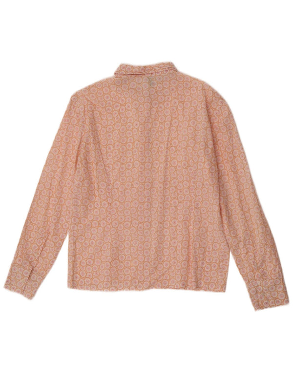 Camisa feminina Benetton UK 12 médio laranja floral