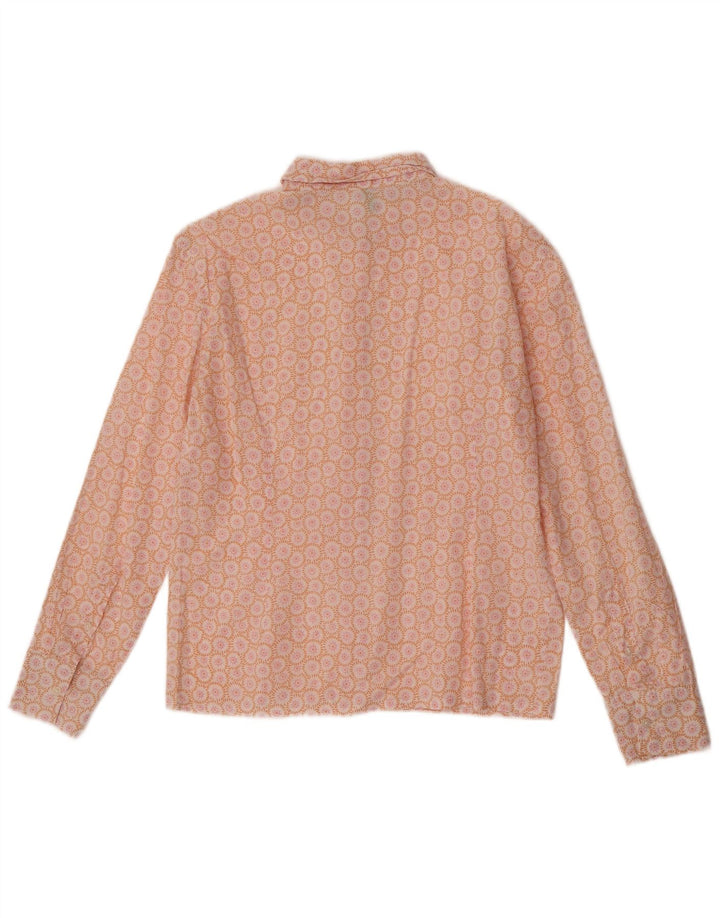 Camisa feminina Benetton UK 12 médio laranja floral
