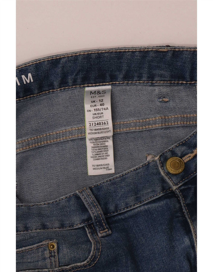 Marks & Spencer Jeans Slim Feminino Reino Unido 12 Médio W32 L28 Azul Floral