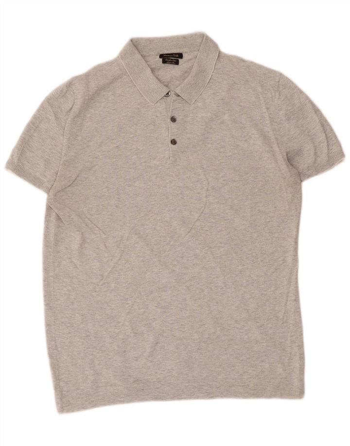 Camisa polo masculina Massimo Dutti cinza médio manchado