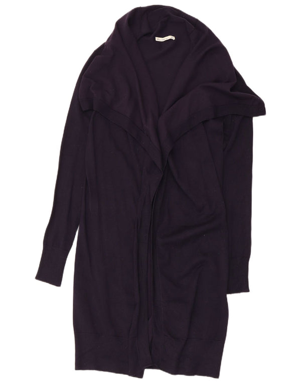 Suéter cardigã aberto com palangre feminino Zara Reino Unido 12 viscose azul marinho médio