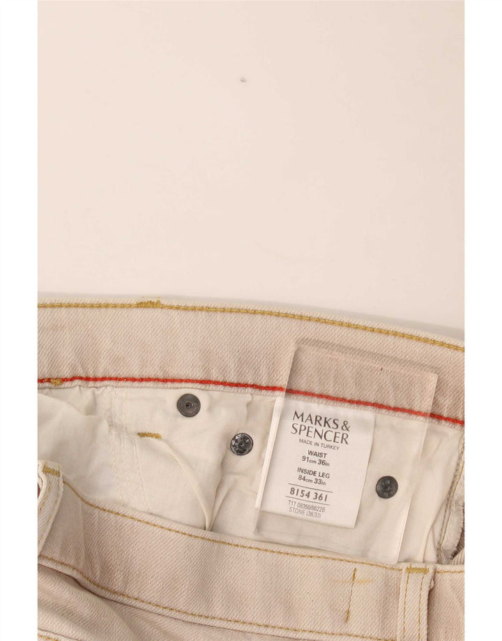 Jeans retos masculinos Marks & Spencer W36 L33 algodão bege
