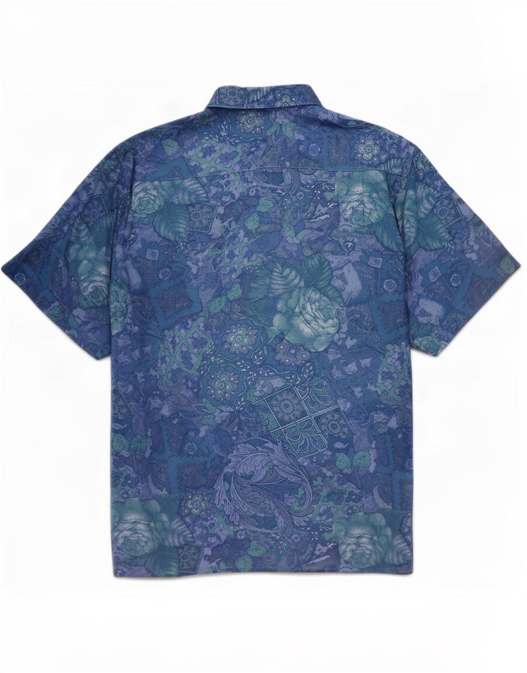 BW Camisa masculina de manga curta Moss tamanho 38/40 azul médio floral