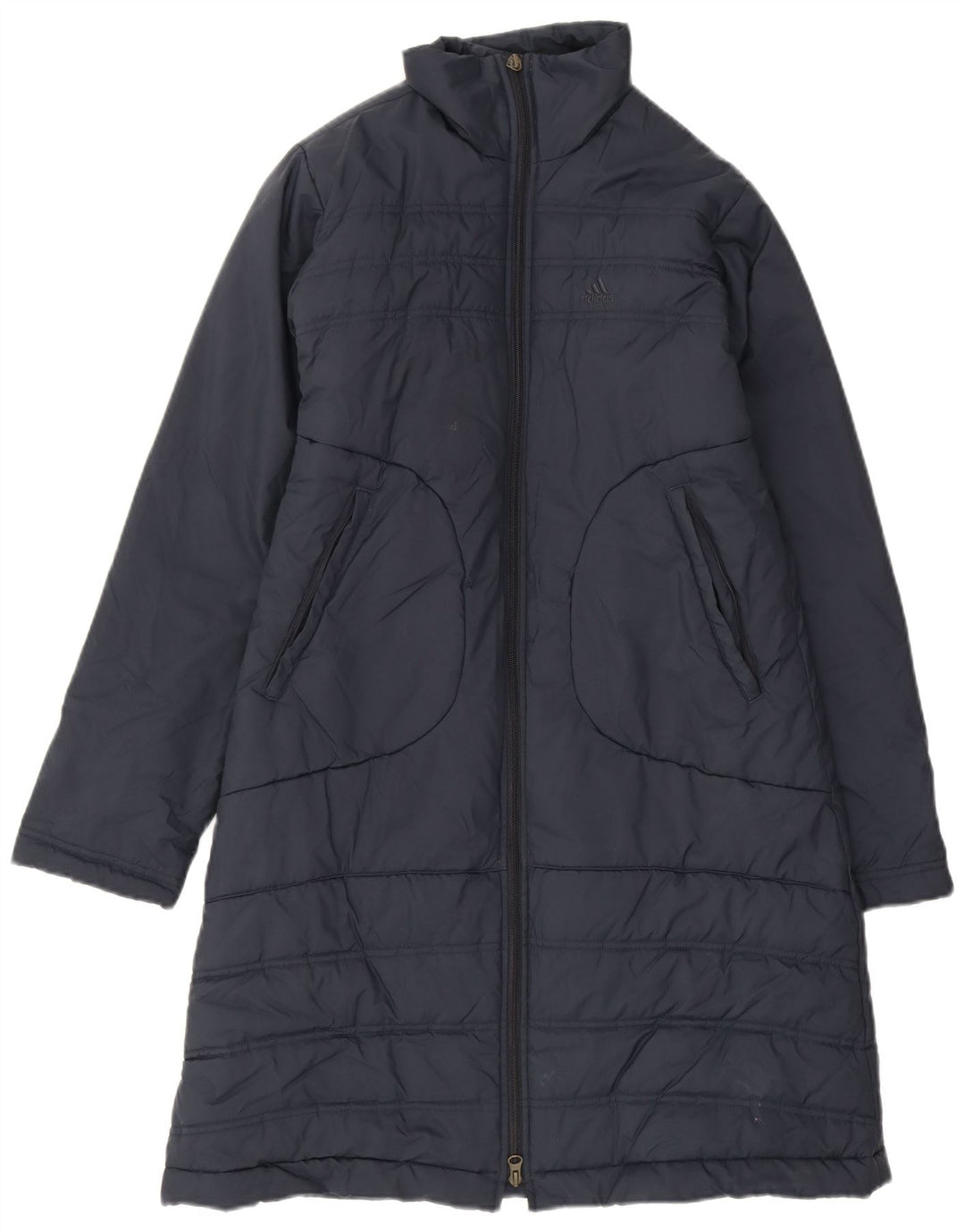 Sobretudo acolchoado feminino Adidas UK 12 poliéster azul marinho médio