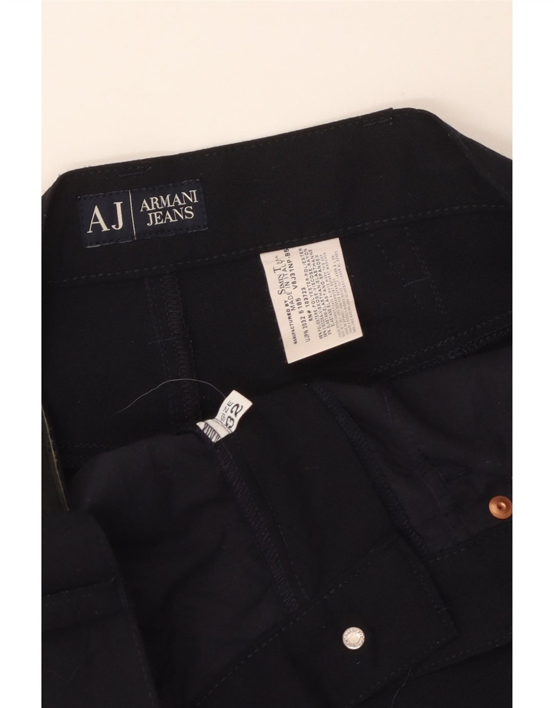 Calça casual reta masculina Armani W32 L29 poliéster azul marinho