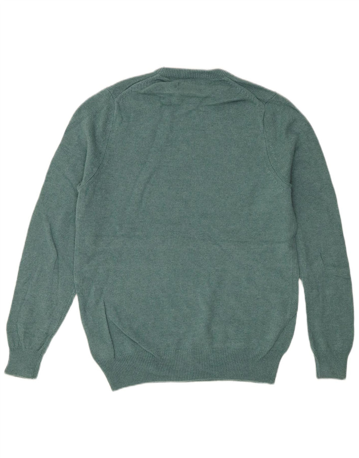 Suéter masculino Marks & Spencer com gola redonda, lã de cordeiro verde médio