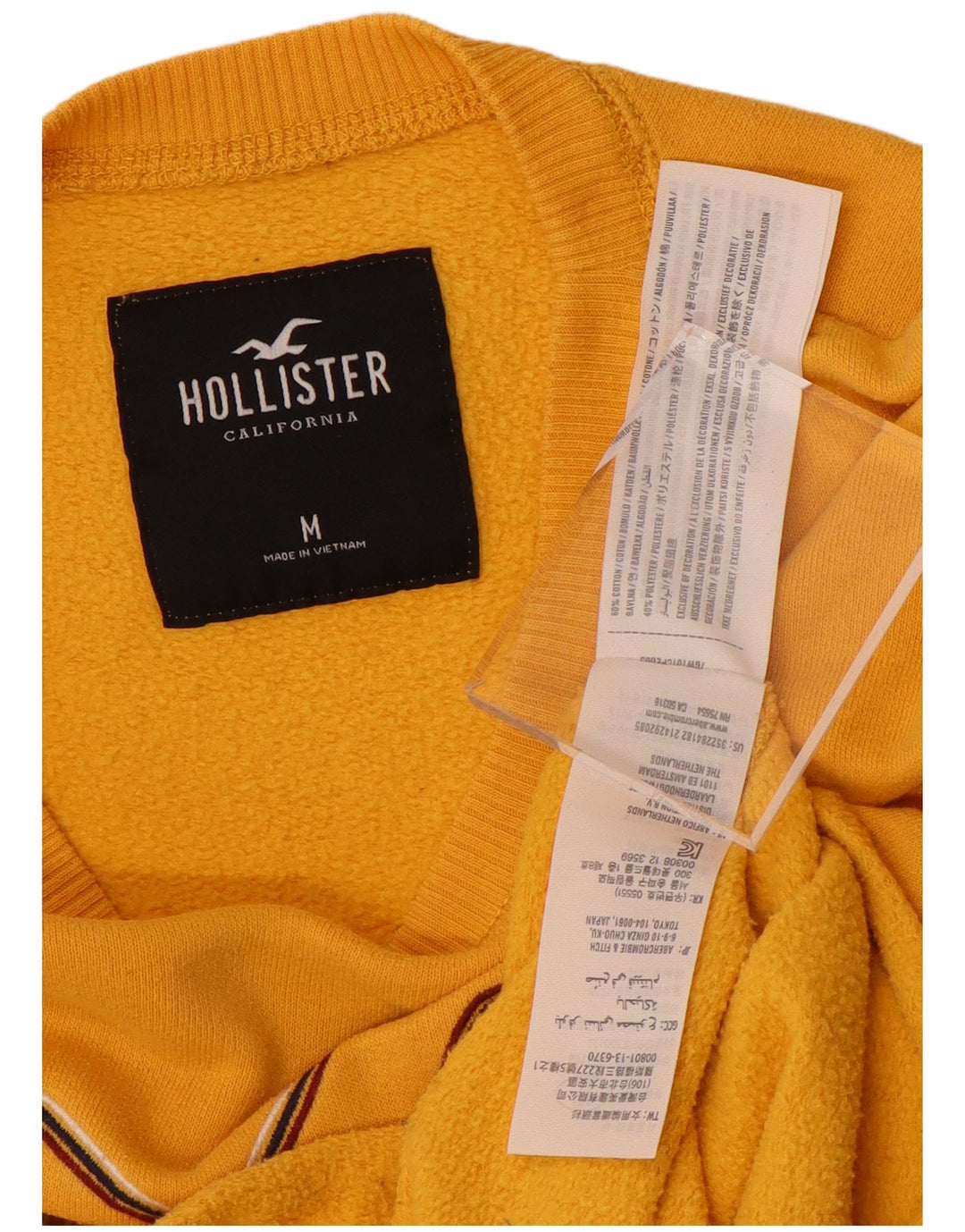 HOLLISTER moletom feminino cropped com estampa gráfica Reino Unido 14 algodão amarelo médio