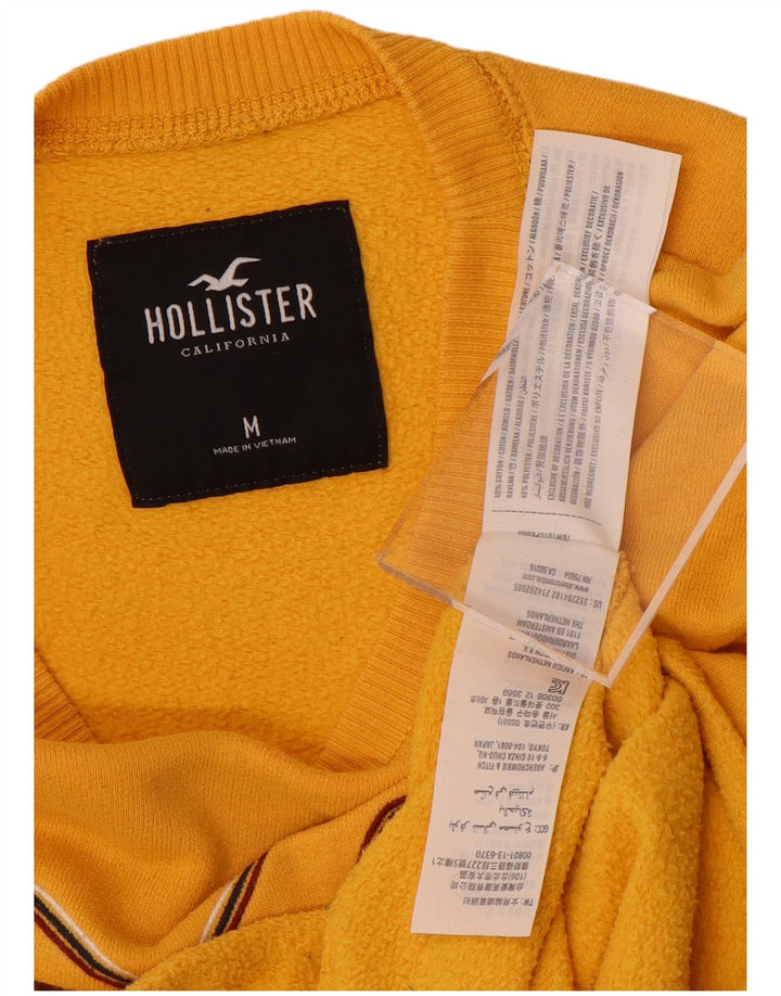 HOLLISTER moletom feminino cropped com estampa gráfica Reino Unido 14 algodão amarelo médio