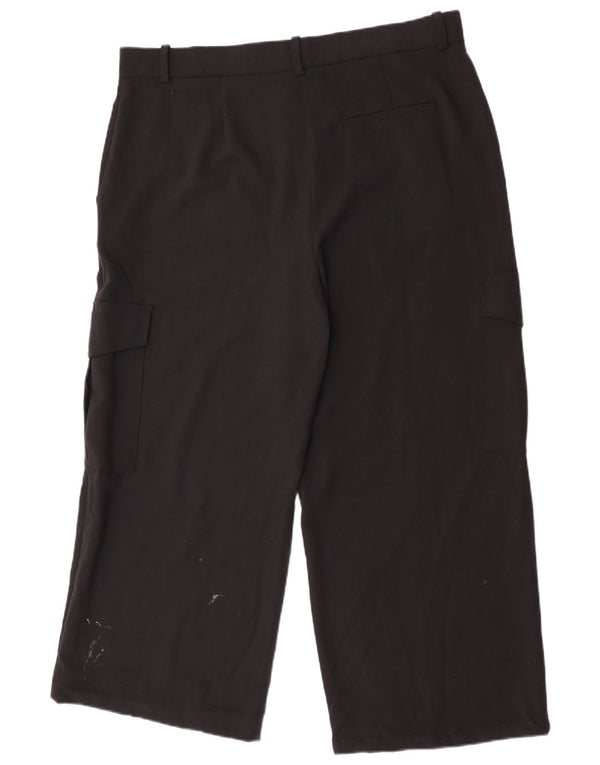 Calça cargo feminina reta Marks & Spencer UK 18 XL W38 L25 preta