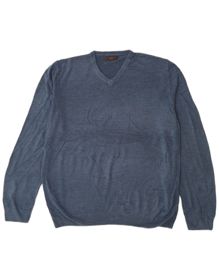 Suéter masculino Marks & Spencer com decote em V 3XL azul acrílico