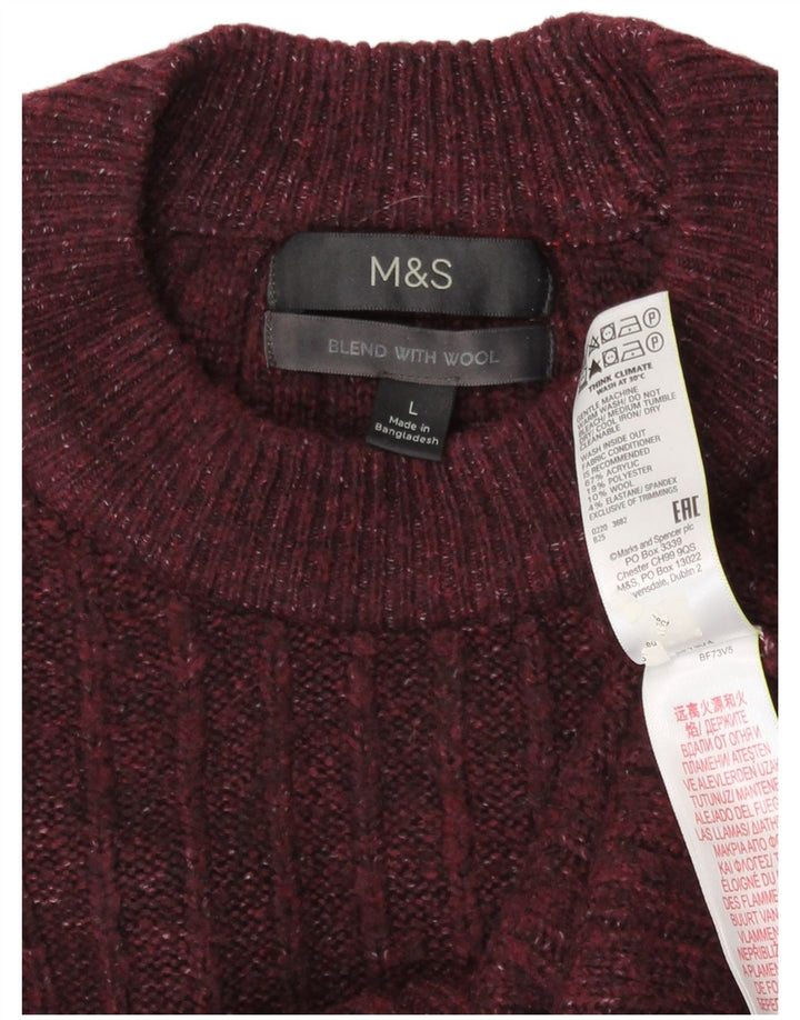 Marks & Spencer Mens Crew Neck Jumper Sweater Large Burgundy Flecked