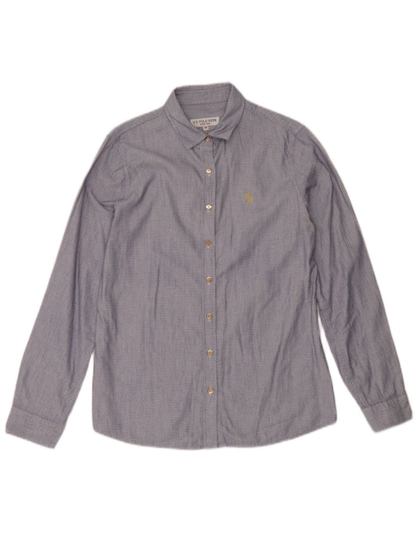 US Polo Assn. Camisa Feminina EU 36 Pequena Azul Marinho Geométrico Algodão