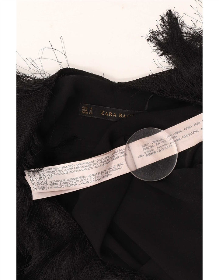 Blusa feminina sem mangas Zara Top UK 10 poliéster preto pequeno