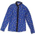 Camisa feminina Ted Baker tamanho 2 poliéster azul pequeno com estampa animal