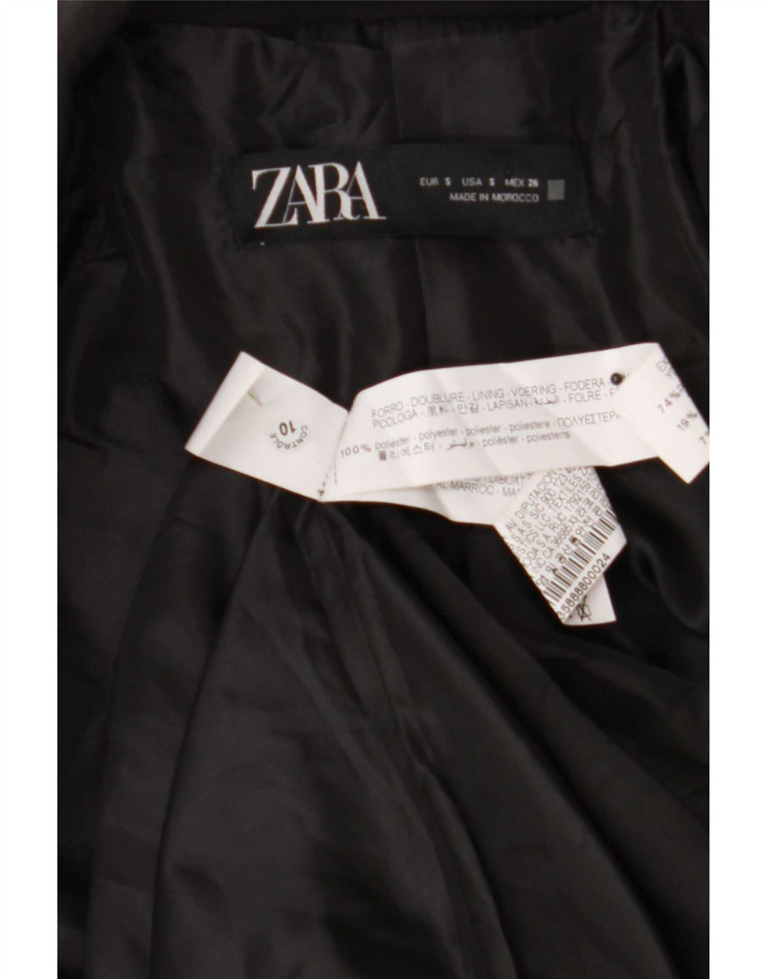 Zara Mens Double Breasted Blazer Jacket UK 36 Pequeno Poliéster Preto