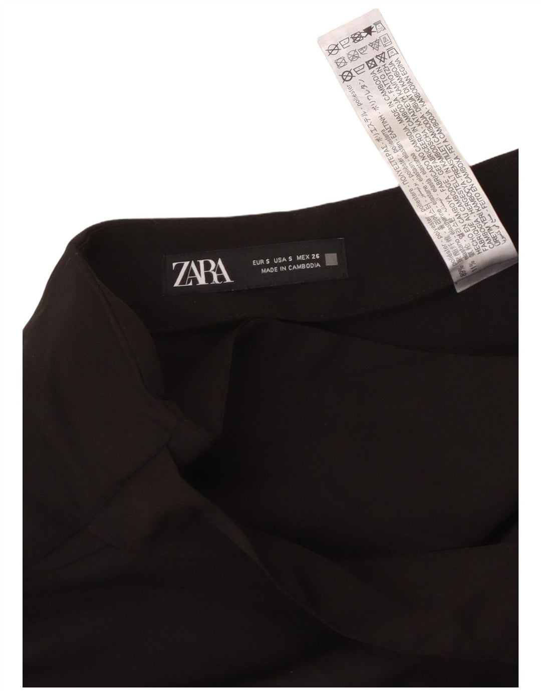 Minissaia feminina ZARA pequena W26 poliéster preto