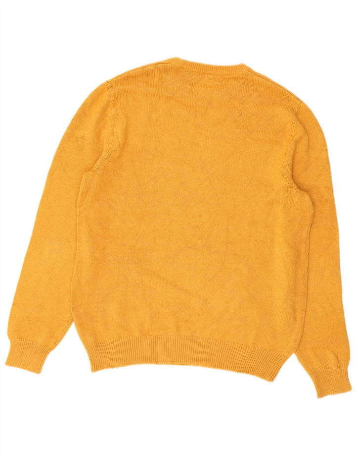 Suéter masculino CHAPS com gola redonda e algodão amarelo médio