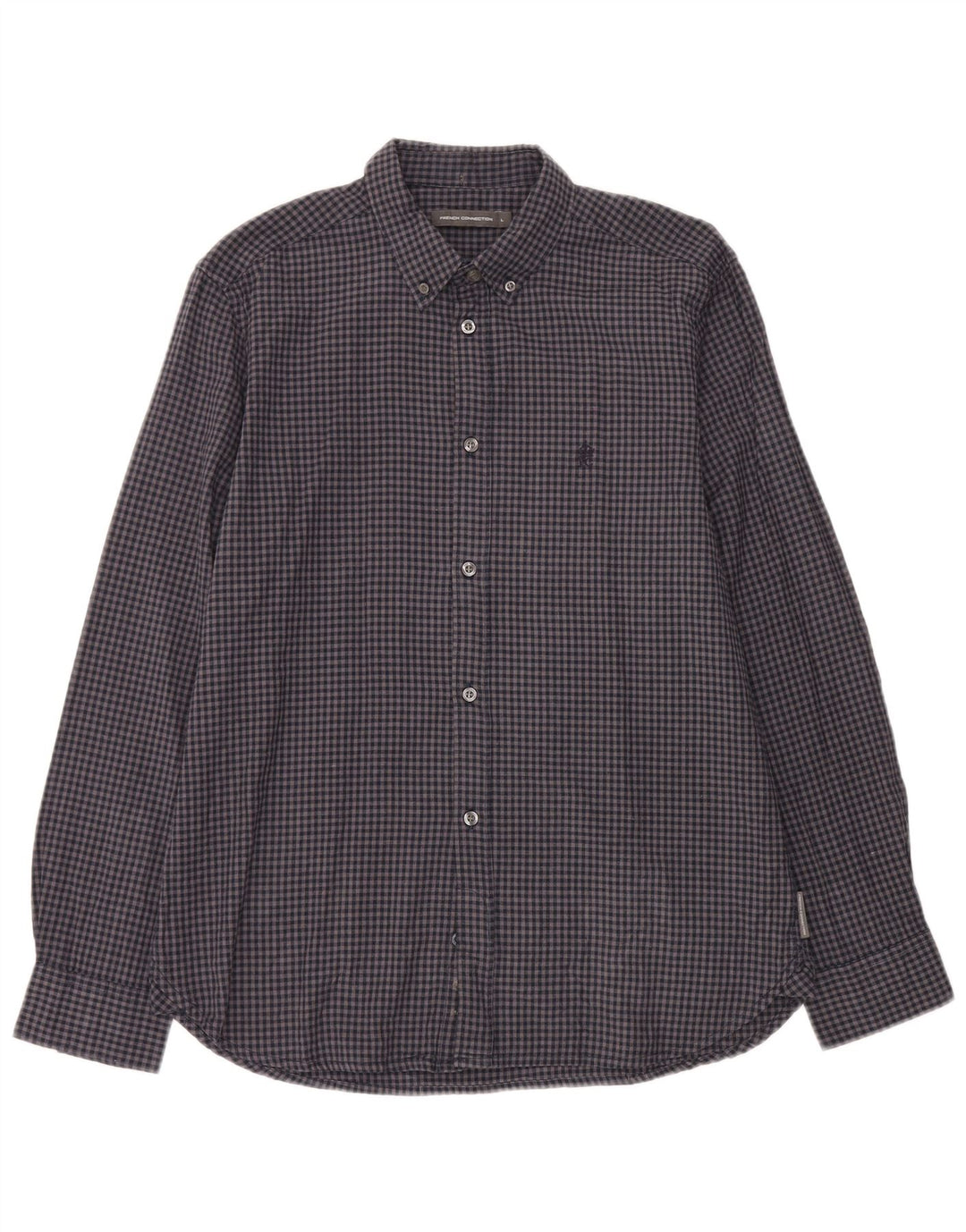 Camisa masculina de flanela French Connection grande algodão guingão azul marinho