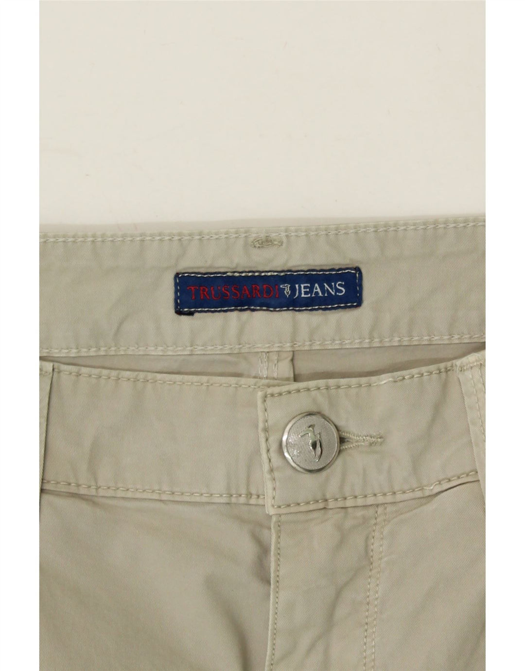 TRUSSARDI Mens Straight Casual Trousers W31 L31 Beige Cotton Vintage Trussardi and Second-Hand Trussardi from Messina Hembry 