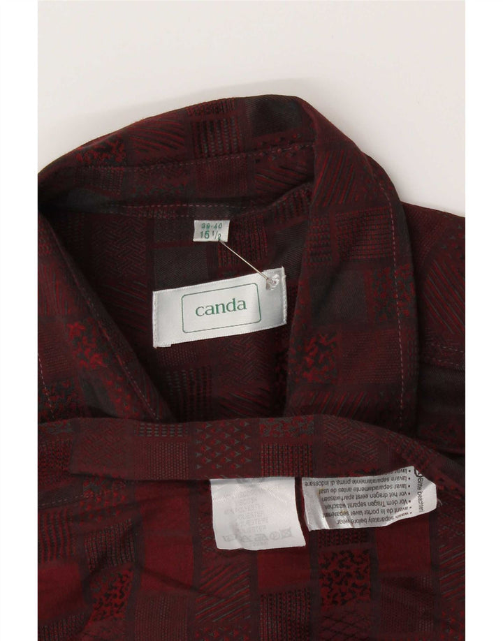 Camisa masculina Canda tamanho 39/40 médio borgonha viscose geométrica