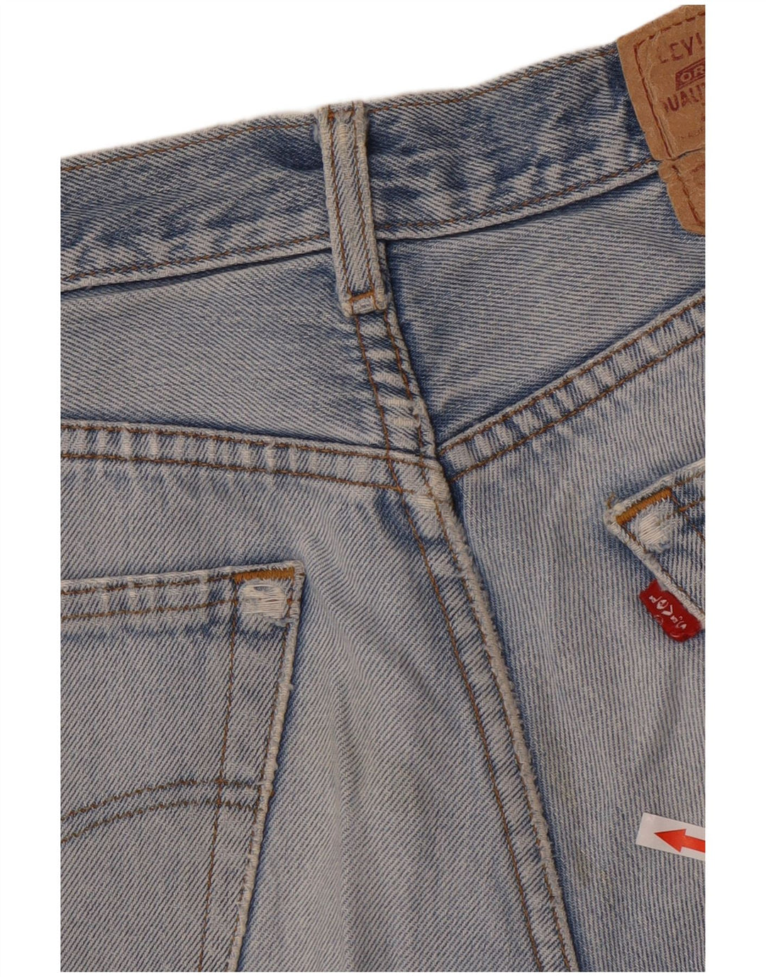 Shorts jeans feminino Levi's 501 desgastado W33 azul médio