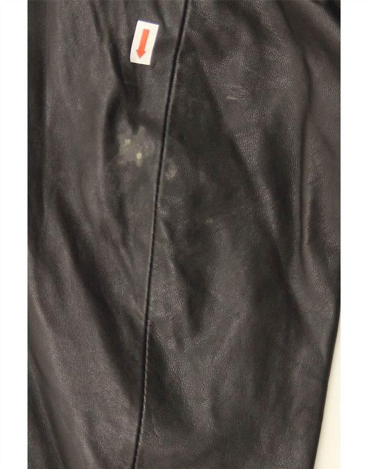 Jaqueta de couro feminina vintage UK 12 média preta