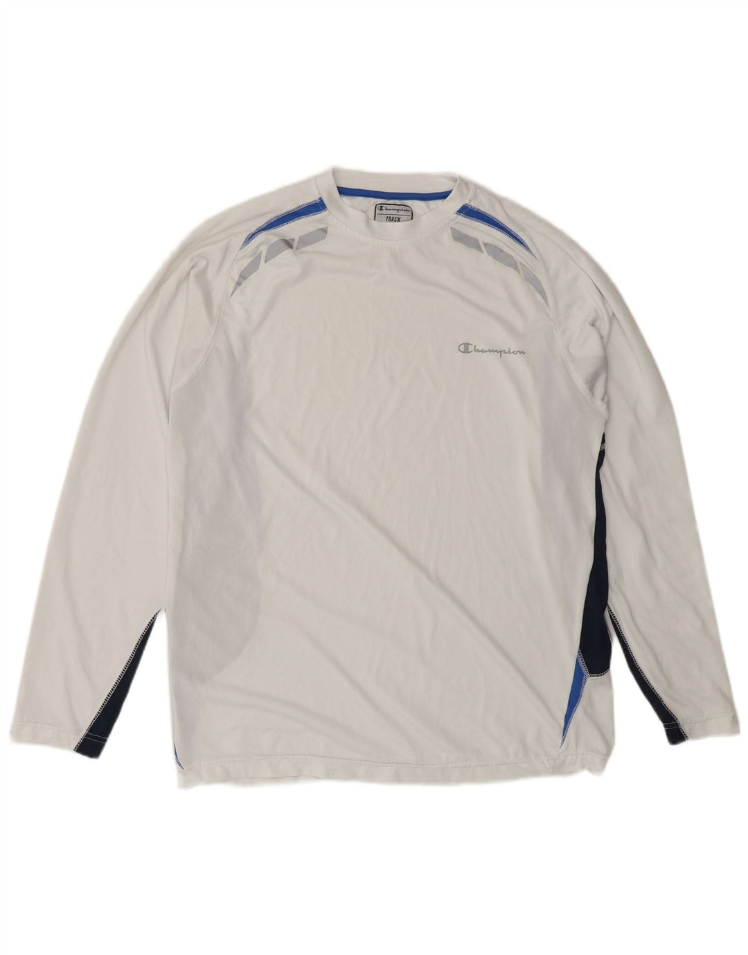 Champion Mens Loose Fit Top Manga Longa Pequeno Colorblock Branco Poliéster
