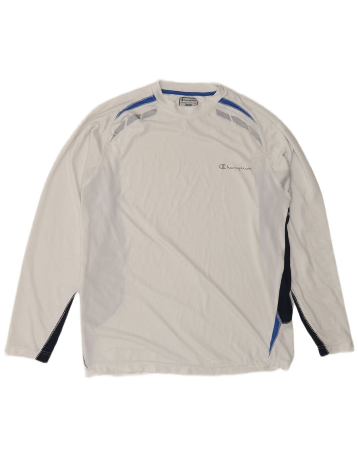 Champion Mens Loose Fit Top Manga Longa Pequeno Colorblock Branco Poliéster
