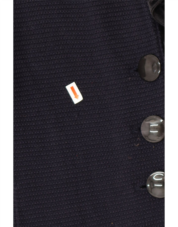 Suéter cardigã feminino ARMANI com babados na frente IT 42 azul marinho médio