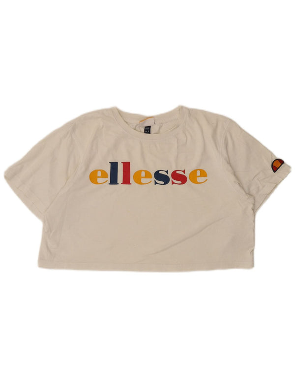 Camiseta feminina Ellesse Crop Graphic UK 12 algodão branco médio