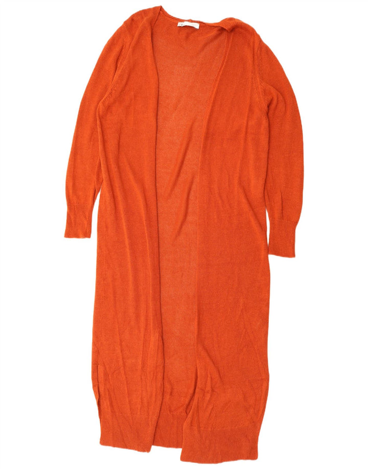 Suéter cardigã aberto com palangre feminino Zara Reino Unido 14 viscose laranja médio