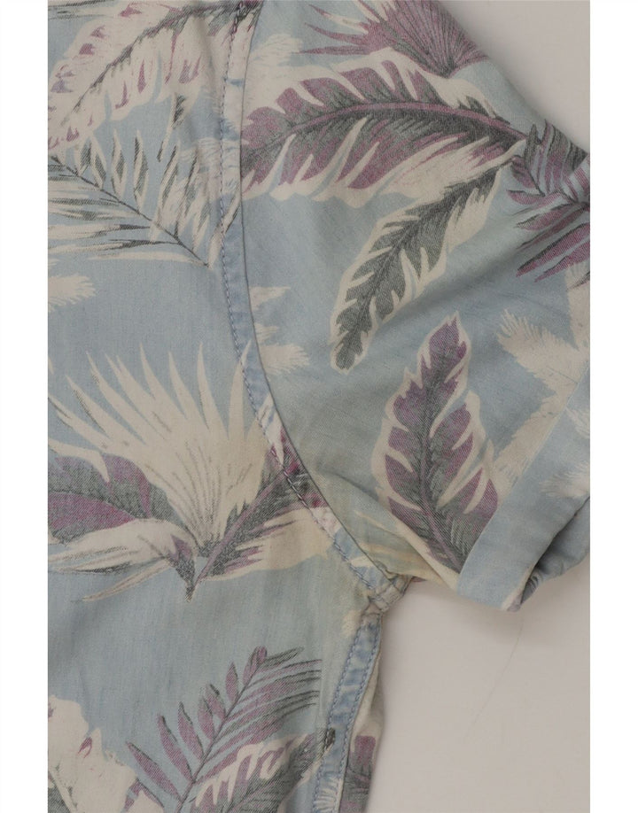 Camisa masculina Superdry manga curta regular fit médio azul floral algodão